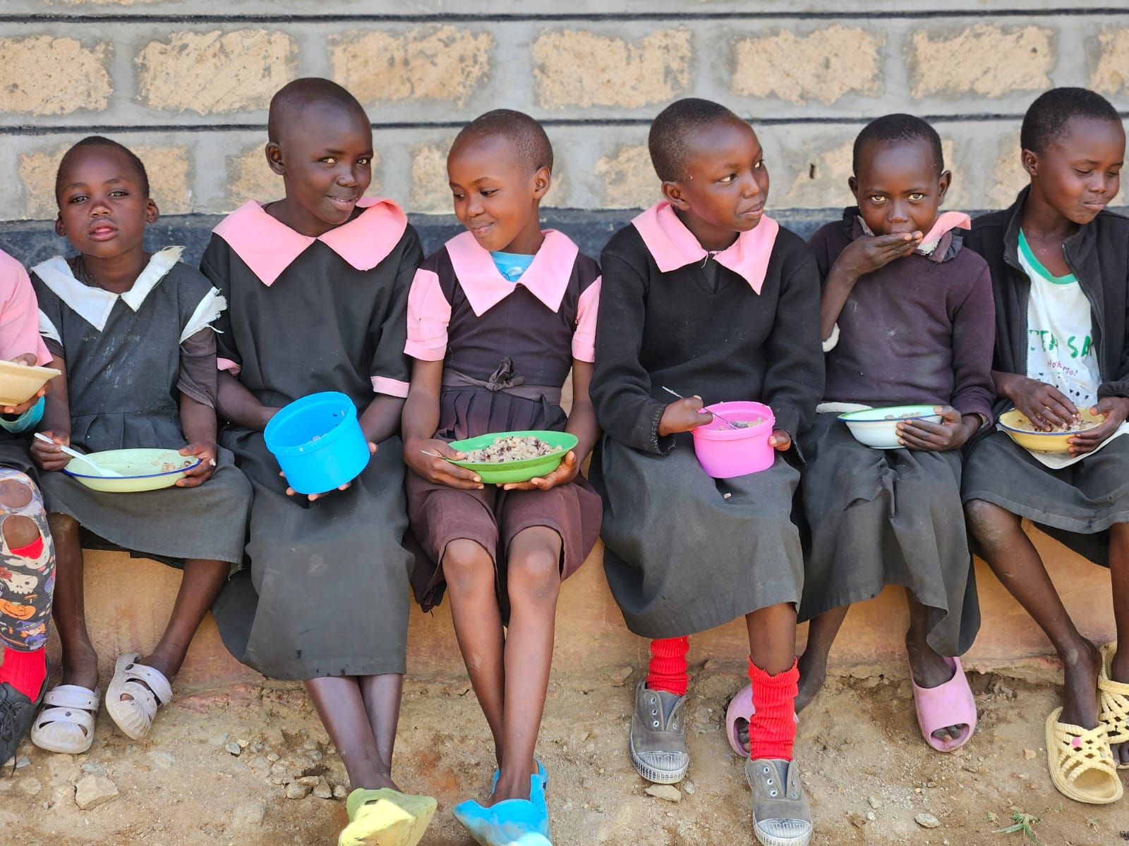 Happy children eating